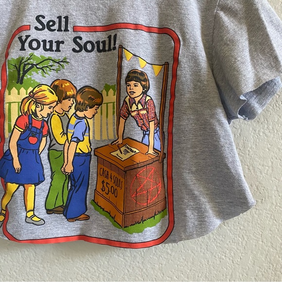 Sell Your Soul Funny Cropped T Shirt Size Small - Picture 4 of 6